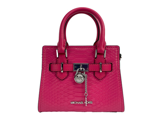 Michael Kors Hamilton XS Pink Snake Satchel Crossbody