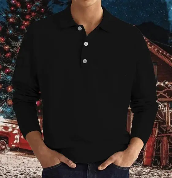 Long Sleeve Button Polo Shirt