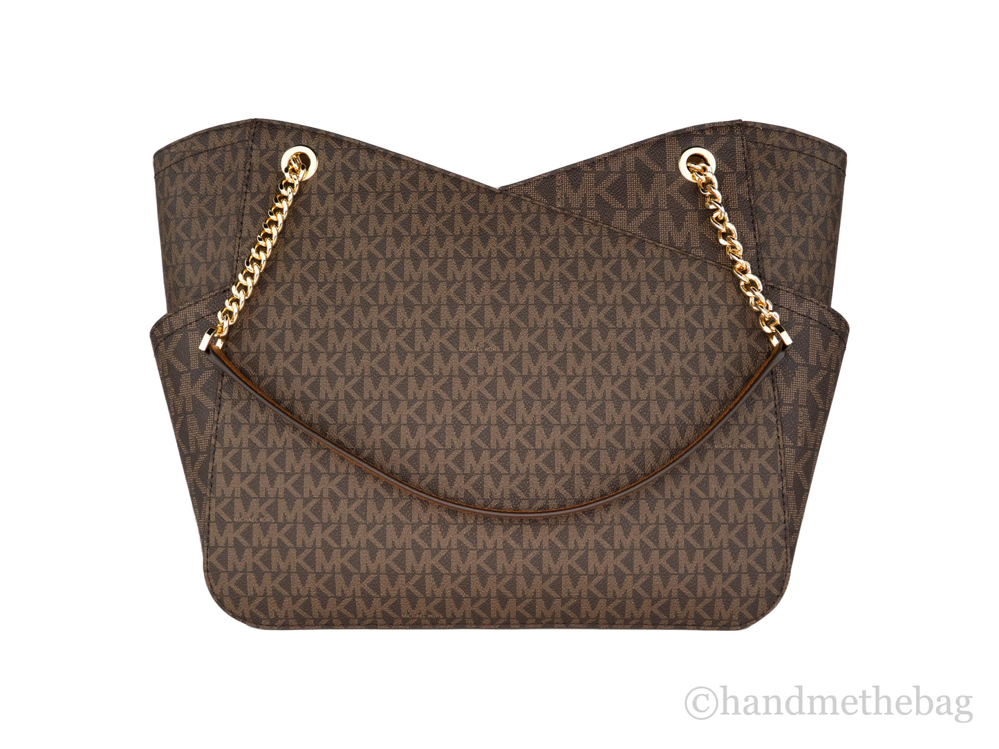 Michael Kors Jet Set Brown Signature X Cross Chain Tote