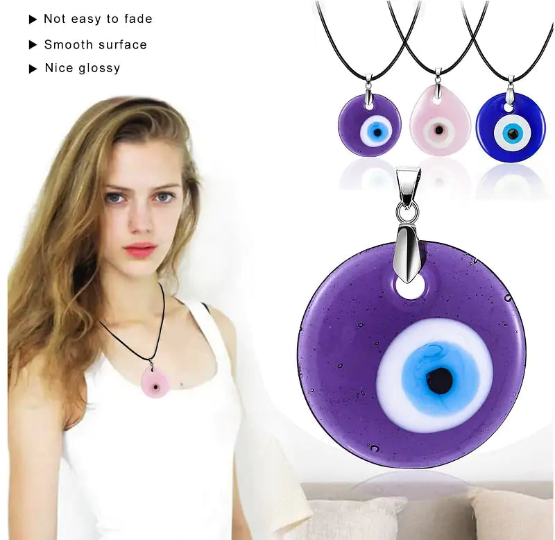 Turkish Glass Evil Eye Pendant Necklace