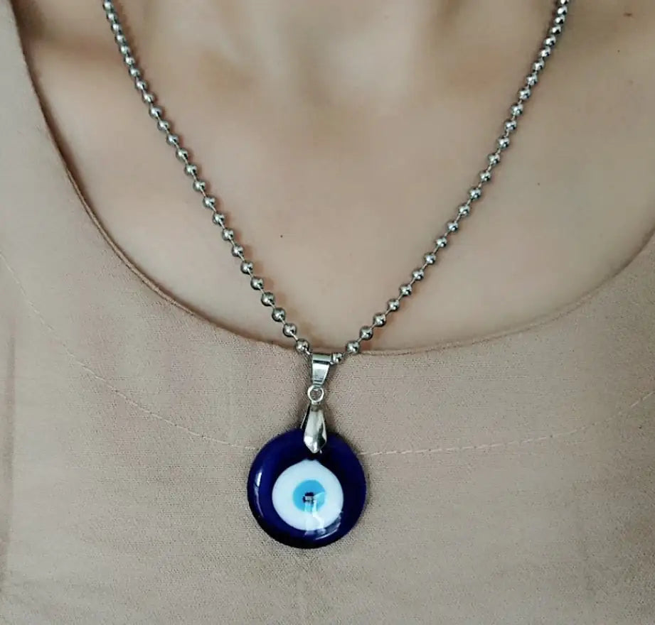 Turkish Glass Evil Eye Pendant Necklace