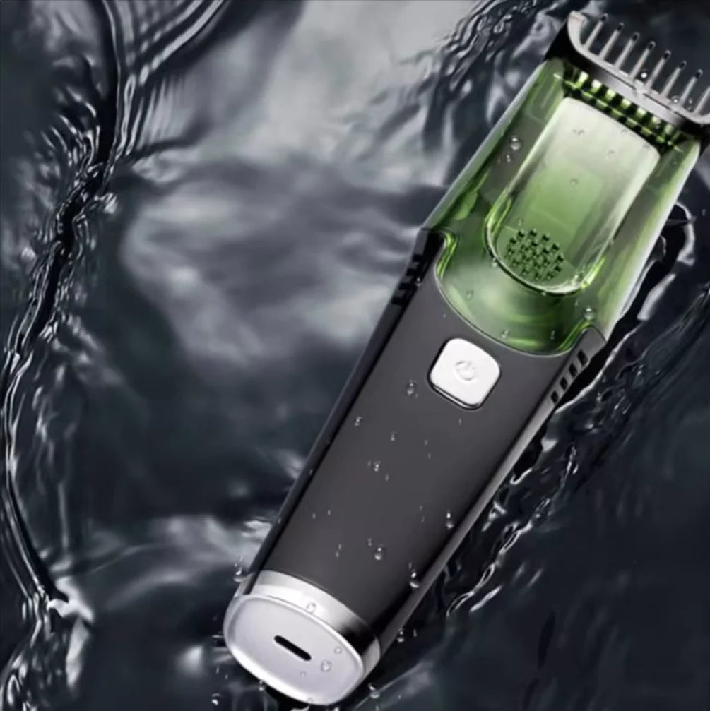 Washable Electric Vacuum Beard Trimmer: Mess-Free Wet & Dry Grooming with Auto-Suction!