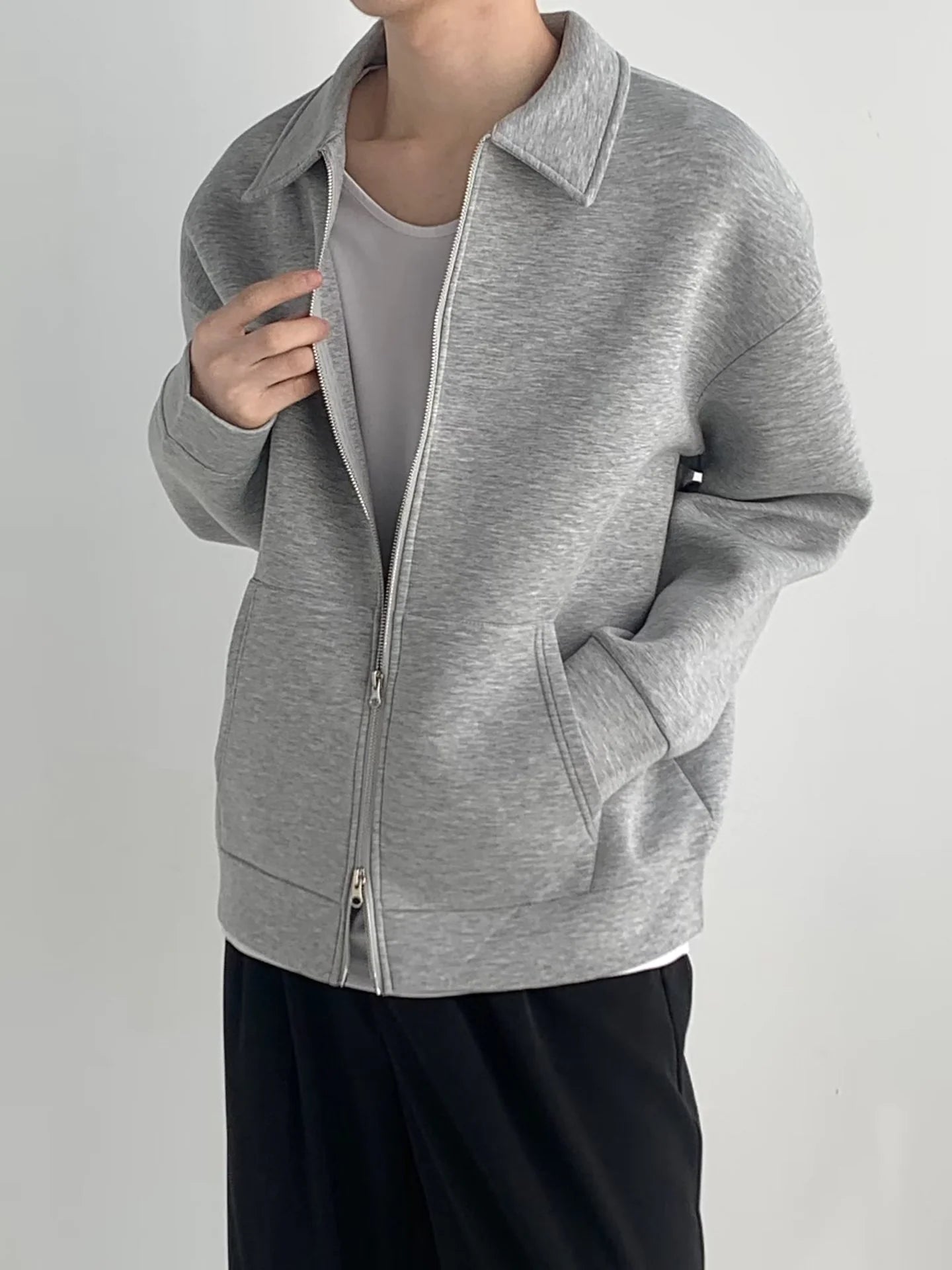 Flip Collar Zipper Coat