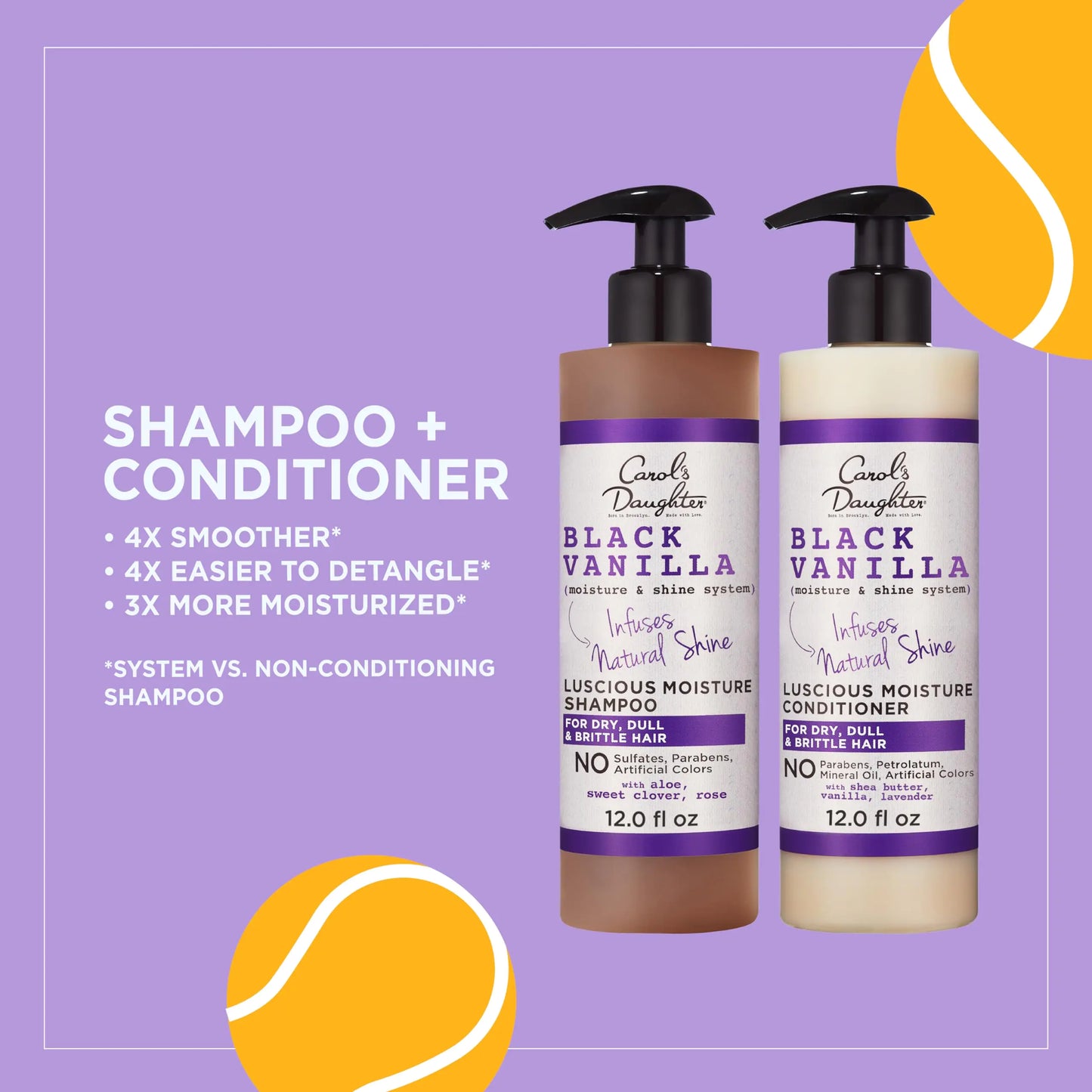 Carol's Daughter Black Vanilla Shampoo and Conditioner Set for Curly, Wavy or Natural Hair, Moisturizing Hair Care for Dry, Damaged Hair, 1 Kit