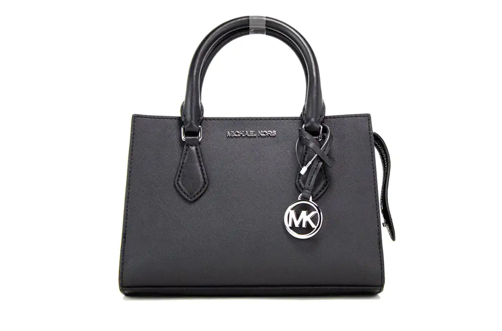 Michael Kors Sheila Small Black Vegan Center Zip Satchel