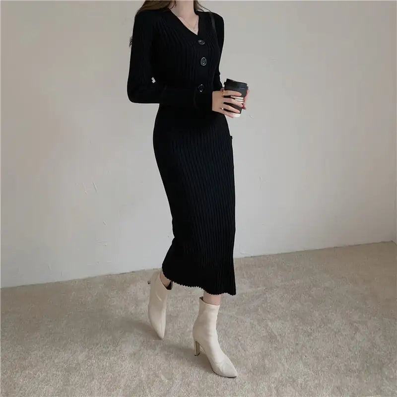 Autumn Knitted Long Sleeved Elegant Dress