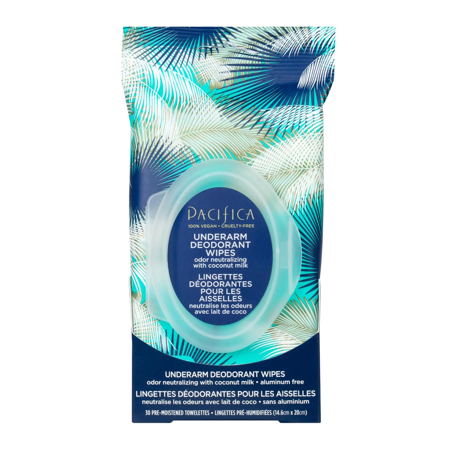 Pacifica Beauty, Coconut Milk & Essential Oils Underarm Deodorant Wipes, 30 Count, Remove Odor On-The-Go, Aluminum Free, Travel Friendly, Fresh Coconut Scent, Vegan and Cruelty Free Coconut Milk & Oil - Pack of 1