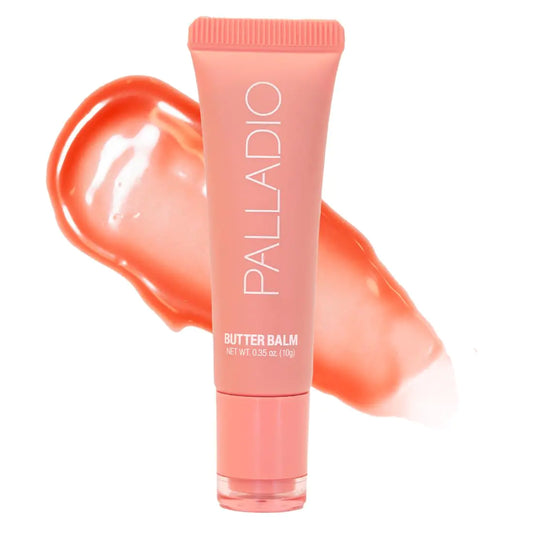 Palladio Butter Balm - Hydrating Lip Balm with Sheer Tint, Aloe, Peptides, Shea Butter, and Vegan Formulation for Instant Moisture, Shine, and Soothing Lip Care, Peaches & Cream