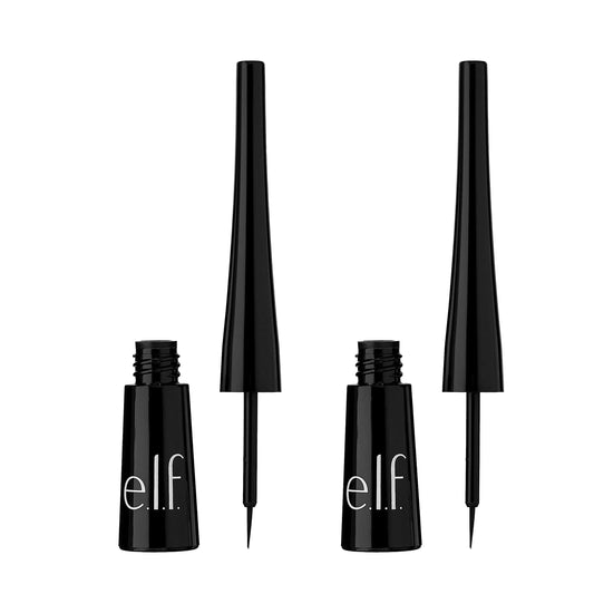 e.l.f. Expert Liquid Liner, High-Pigmented, Extra-Fine Liquid Eyeliner For Precise Definition, Long-Lasting, Vegan & Cruelty-Free, Jet Black, 0.14 oz, 2 count(Pack of 1) 0.14 Ounce (Pack of 2)