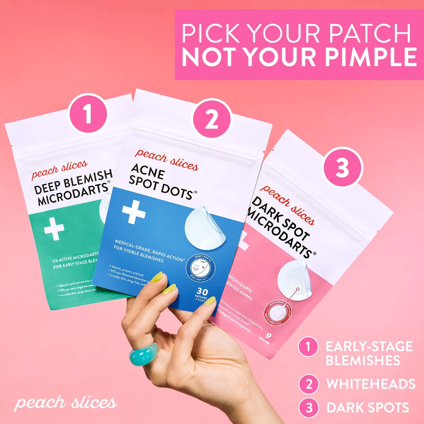 Peach Slices | Acne Spot Dots | Hydrocolloid Acne Patches | For Zits, Blemishes, & Breakouts | Vegan | Cruelty-Free | Pimple Patches | Facial Skin Care Products | 3 Sizes (7mm, 10mm, & 12mm) | 60 Ct 60 Counts