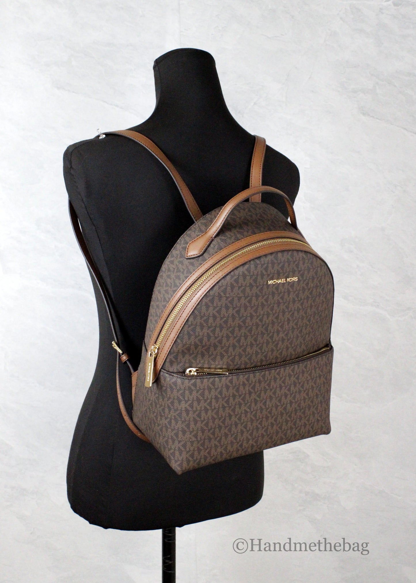 Michael Kors Sheila Medium Brown PVC Front Pocket Backpack