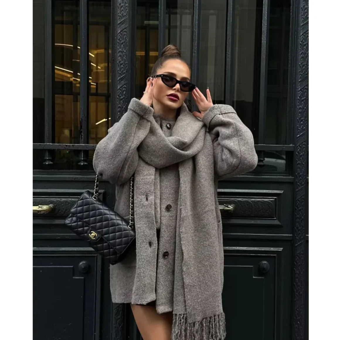 Cozy Knitted Scarf Cape Coat