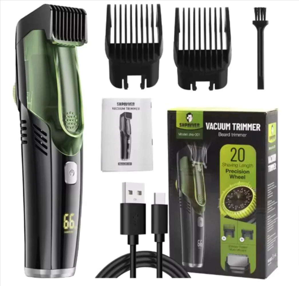 Washable Electric Vacuum Beard Trimmer: Mess-Free Wet & Dry Grooming with Auto-Suction!