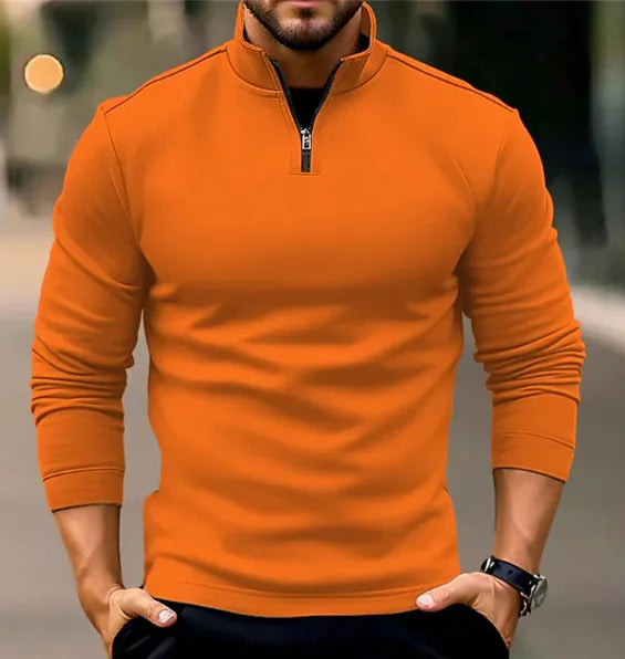 Long-sleeve Zipper Men's Sports Polo Shirt