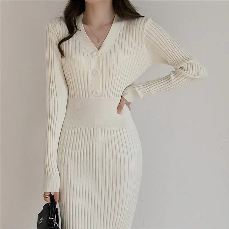 Autumn Knitted Long Sleeved Elegant Dress