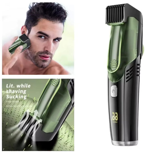 Washable Electric Vacuum Beard Trimmer: Mess-Free Wet & Dry Grooming with Auto-Suction!