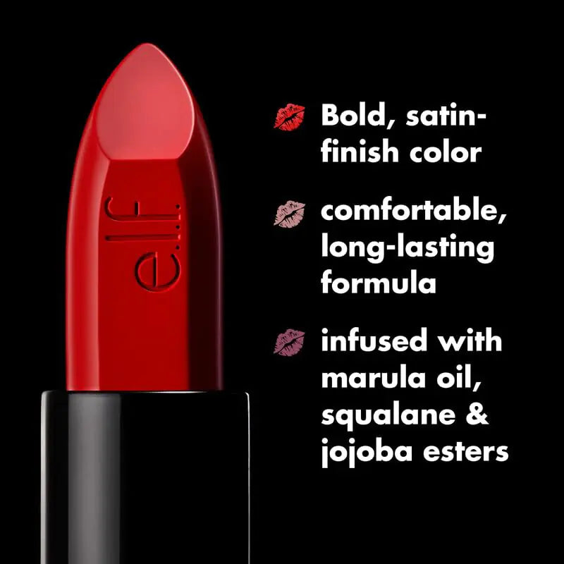 e.l.f. O Face Satin Lipstick, Richly Pigmented, Nourishing & Long-Lasting Creamy Lipstick, Infused With Jojoba, Vegan & Cruelty-Free, Dirty Talk 1 Count (Pack of 1)