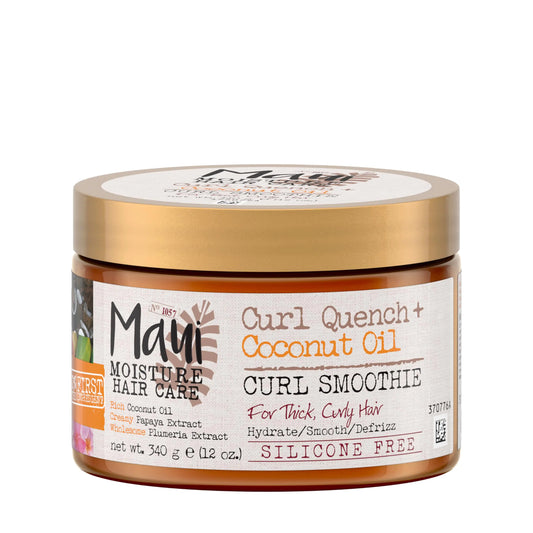 Maui Moisture Curl Quench + Coconut Oil Hydrating Curl Smoothie, Creamy Silicone-Free Styling Cream for Tight Curls, Braids, Twist-Outs & Wash & Go Styles, Vegan & Paraben-Free, 12 Ounce 12 Ounce (Pack of 1)