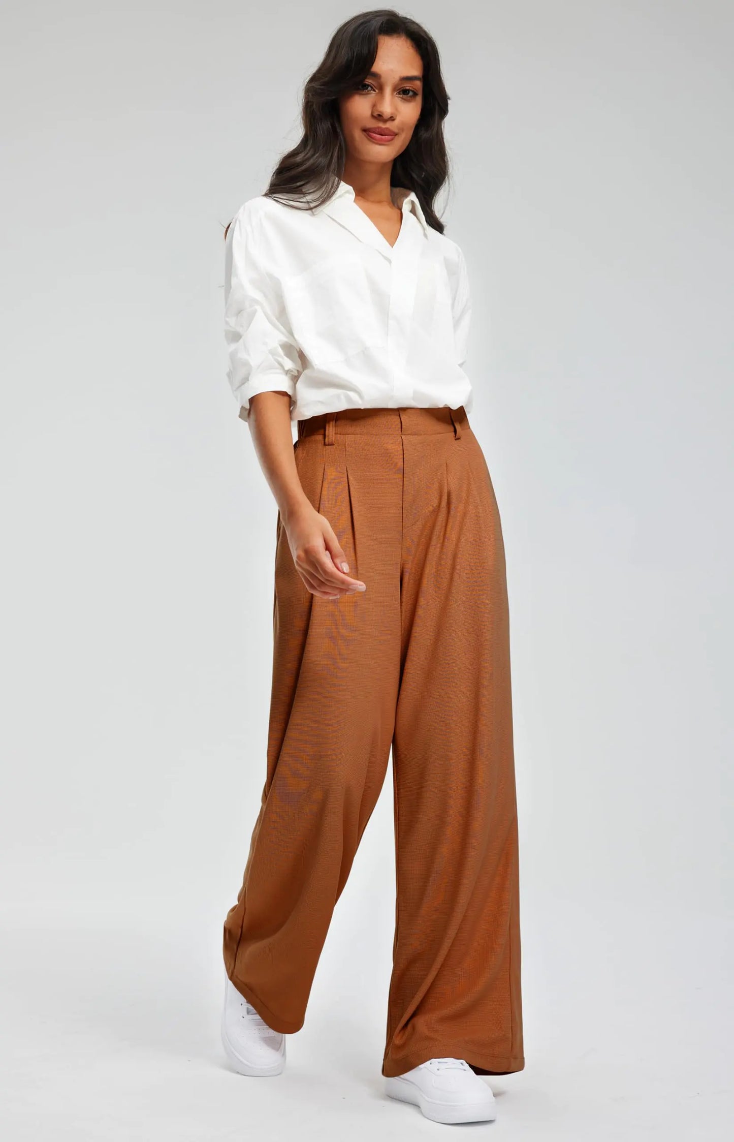 Libin Women's Wide Leg Pants 27"/29" High Waisted Waffle Knit Casual Slacks Work Pants Business Palazzo Trousers with Pockets 29"Inseam XX-Large 08-orange