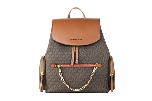 Michael Kors Jet Set Brown Large PVC Chain Backpack