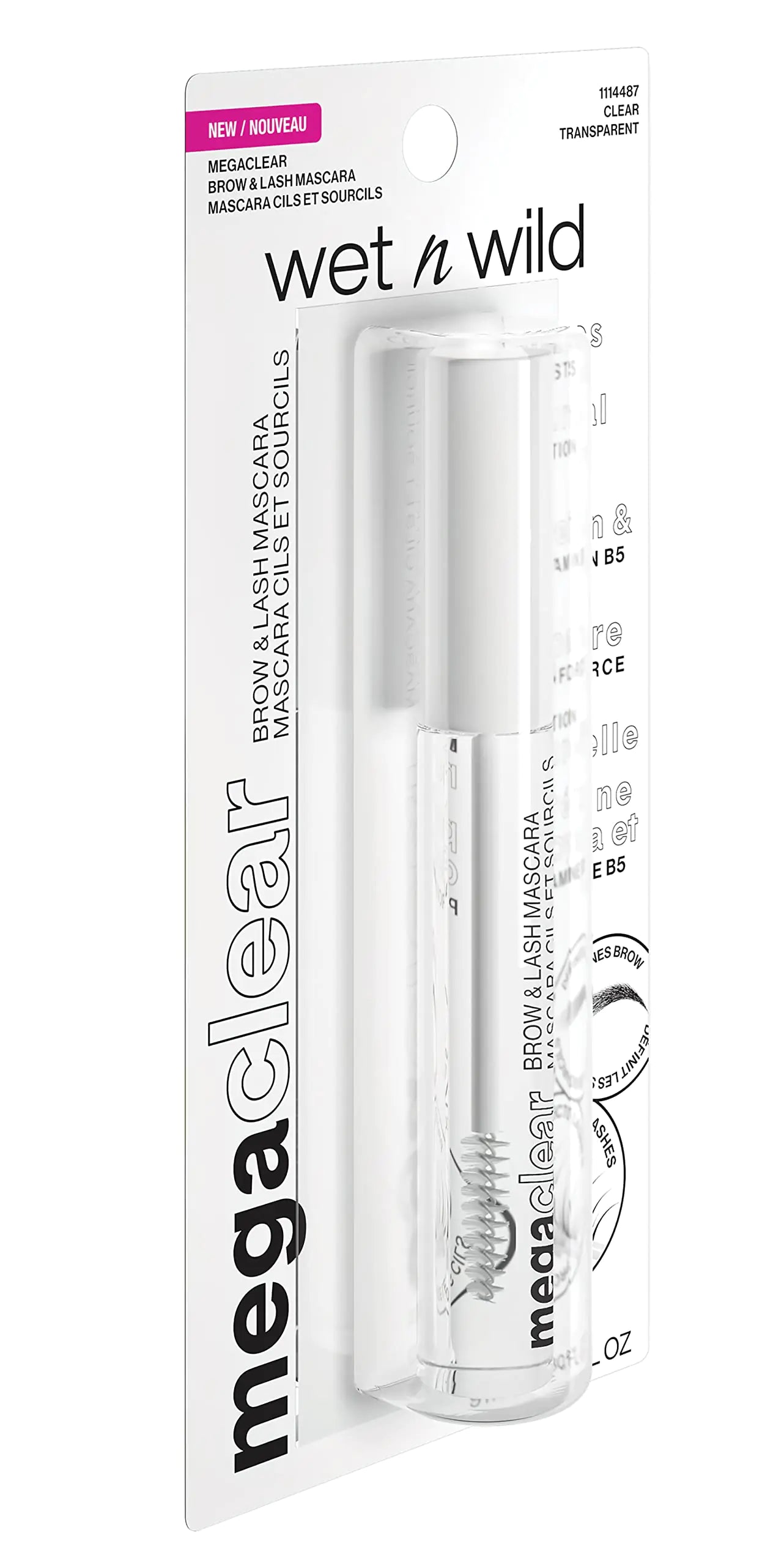 wet n wild Mega Clear Brow & Lash Mascara - Sculpts Brows, Defines Lashes, Conditioning with Soy Protein & ProVitamin B5, Primer & Top Coat, Cruelty-Free & Vegan - Clear