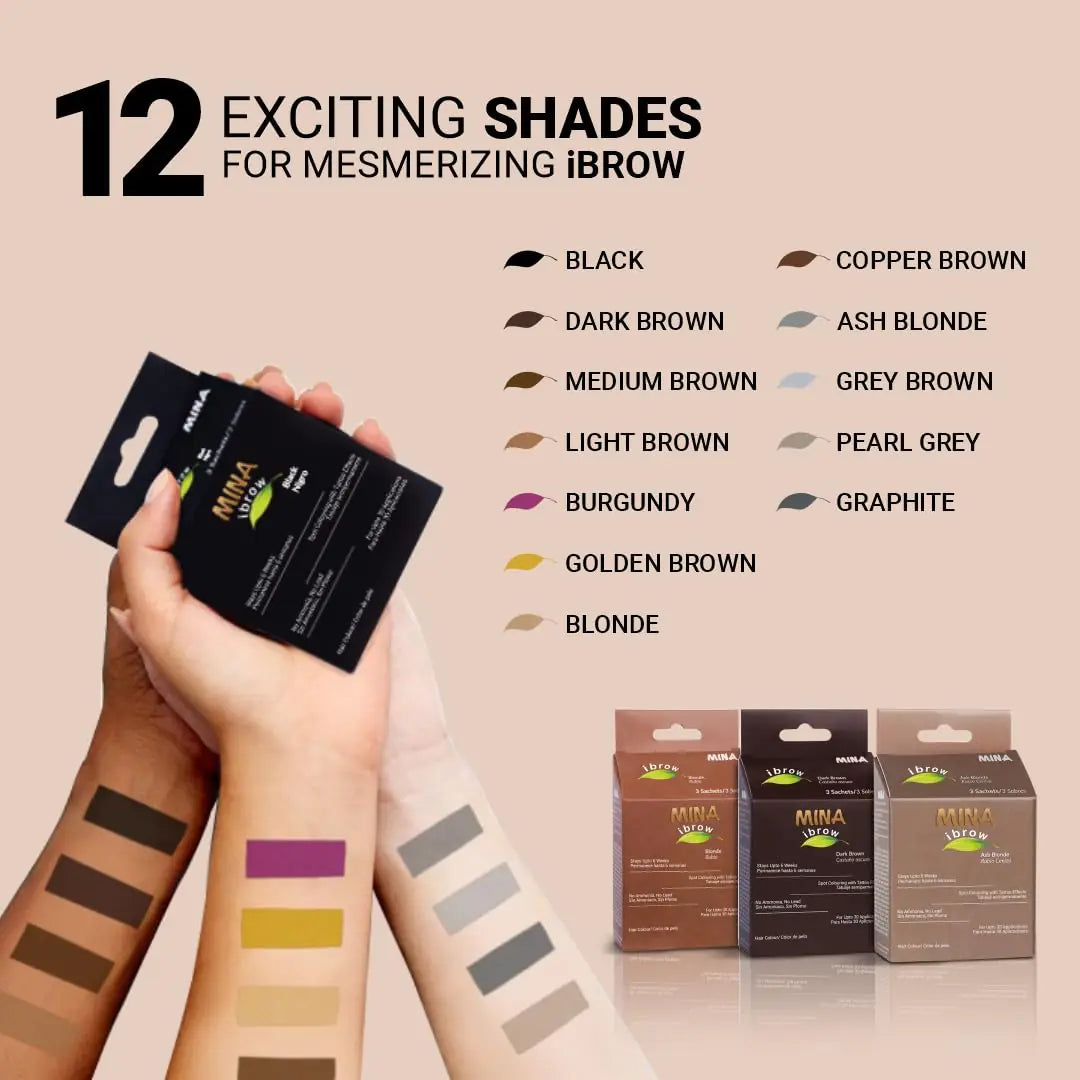 MinaiBrow Tint Kit Dark Brown | Natural Spot Coloring Brow Powder with Oil & Brush | Water & Smudge Proof, Long-Lasting, Instant Brow Dye Kit, 100% Gray Converge, Vegan and Cruelty-Free Dark Brown + Oil + Brush