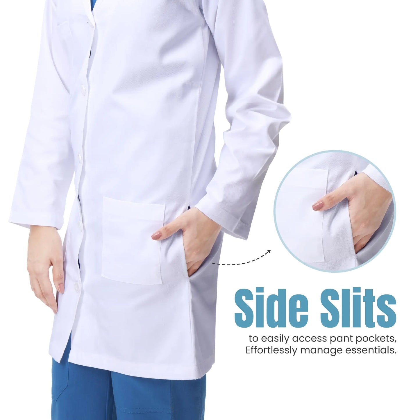 NY Threads Professional Lab Coat for Women, Long Sleeve Poly Cotton Medical Coat Small (Pack of 1) White