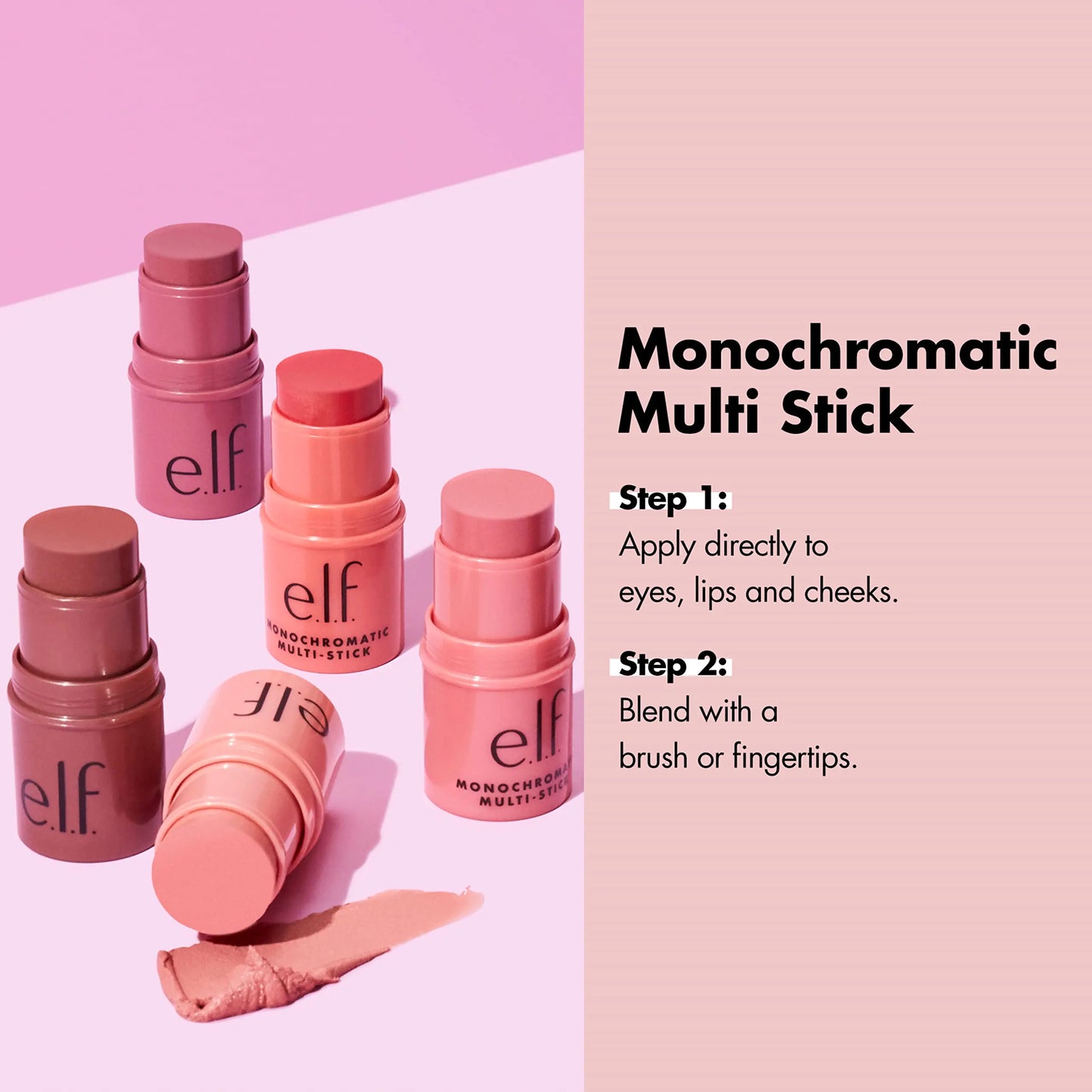 e.l.f. Monochromatic Multi Stick, Travel-Sized Luxuriously Creamy & Blendable Color For Eyes, Lips & Cheeks, Vegan & Cruelty-Free, Glimmering Guava 0.17 Ounce (Pack of 1)