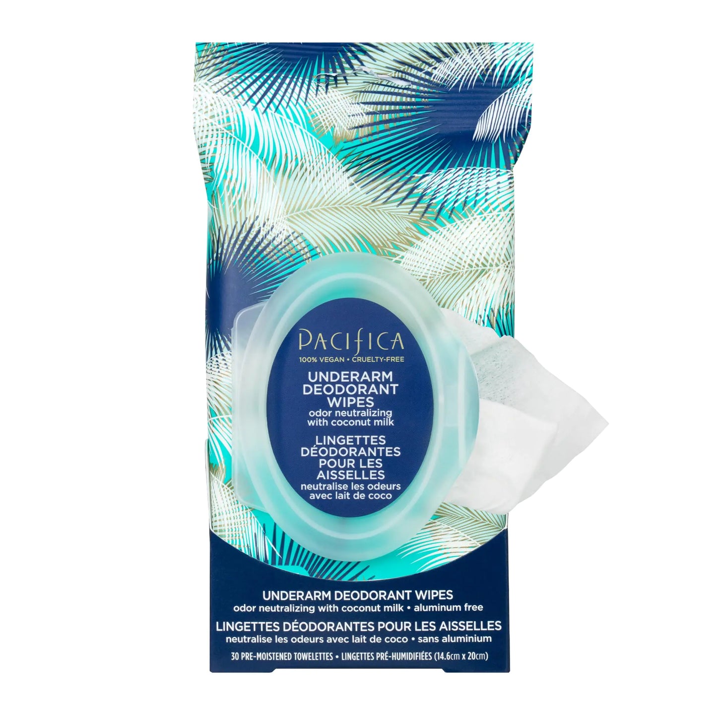 Pacifica Beauty, Coconut Milk & Essential Oils Underarm Deodorant Wipes, 30 Count, Remove Odor On-The-Go, Aluminum Free, Travel Friendly, Fresh Coconut Scent, Vegan and Cruelty Free Coconut Milk & Oil - Pack of 1