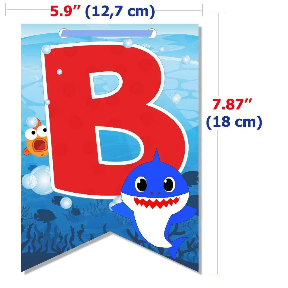 Happy Birthday Banner Garland Shark Theme Party Supplies For Kids Baby Shower