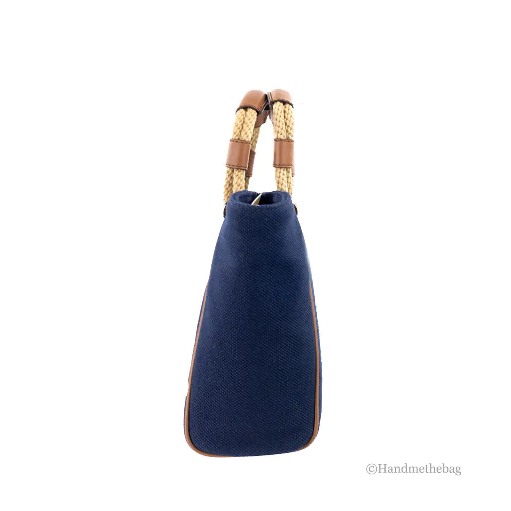 Michael Kors Talia Small Navy Canvas Grab Bag Tote