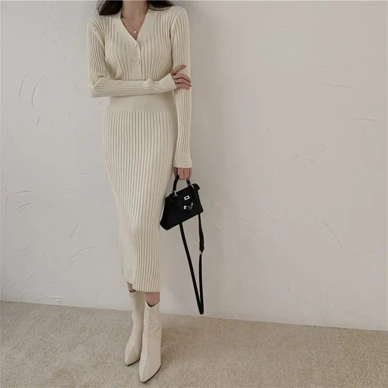 Autumn Knitted Long Sleeved Elegant Dress