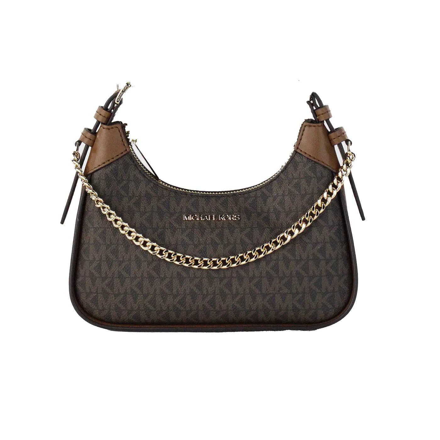 Michael Kors Wilma Small Brown PVC Chain Crossbody Bag