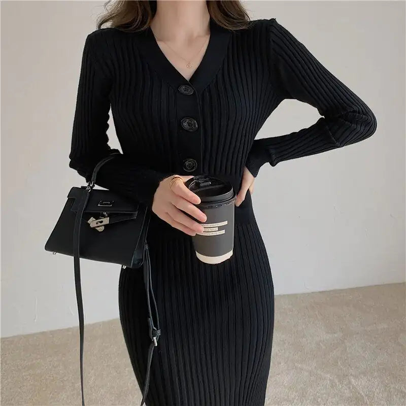 Autumn Knitted Long Sleeved Elegant Dress